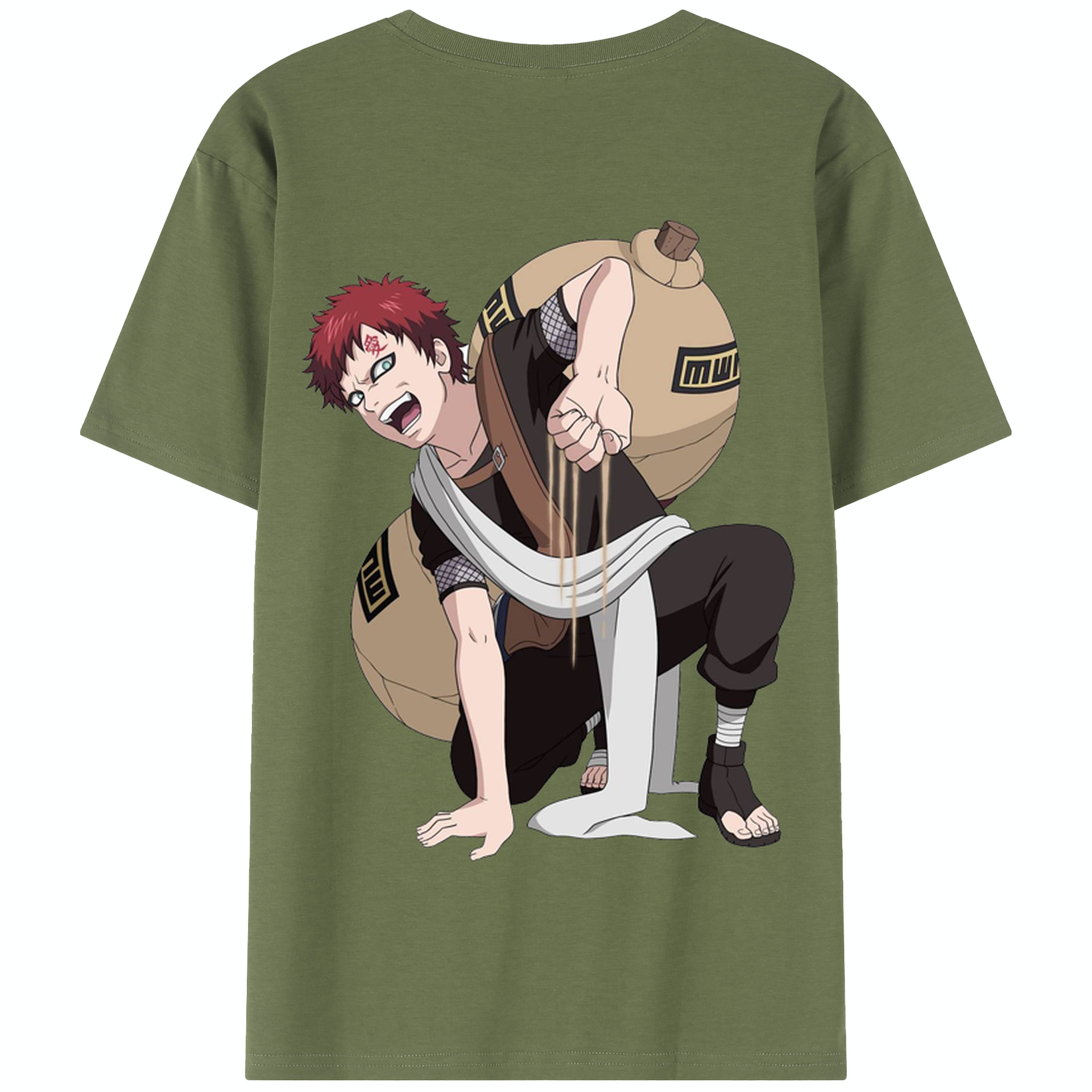 （画像用） NARUTO -ナルト- ガアラ Gaara 綿100％半袖Tシャツ（背面プリント）
